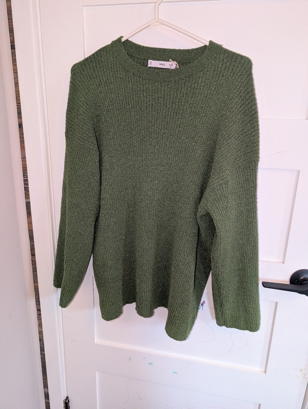 Mango Olive Crew Neck Knit Sweater